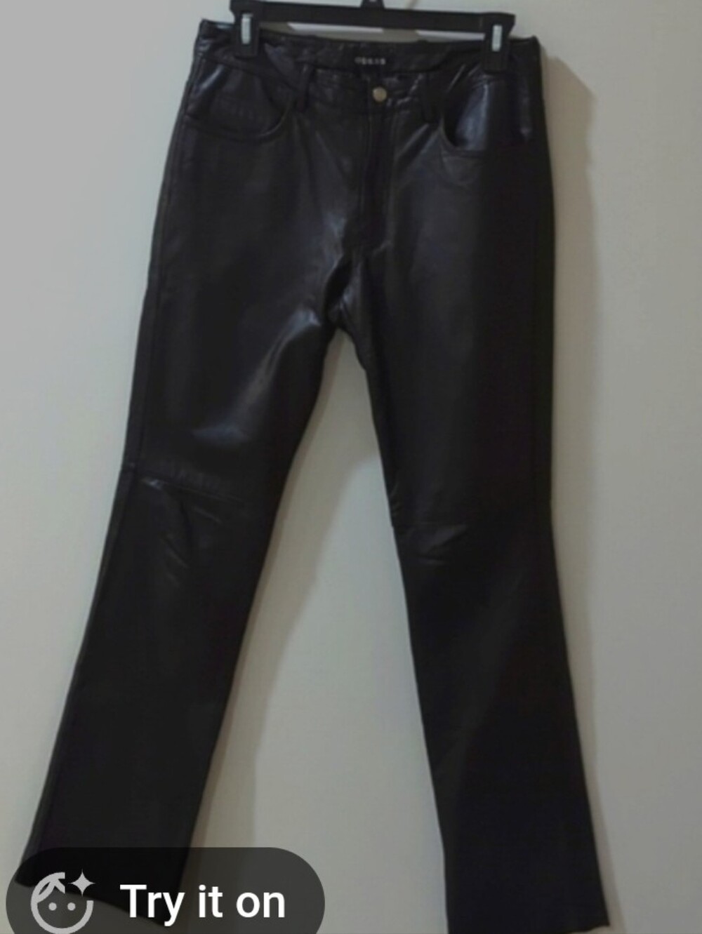 GUESS NWT REAL GENUINE SOFT LEATHER STRAIGHT CUT HIGH RISE JEANS SIZE 10 - Picture 3 of 10